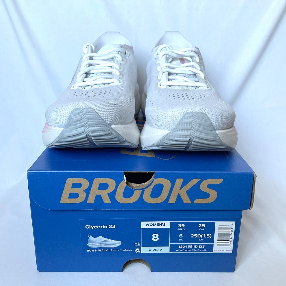 Brooks Glycerin 23 Size 8 Wide White Pink Harbor Mist - Picture 2 of 9